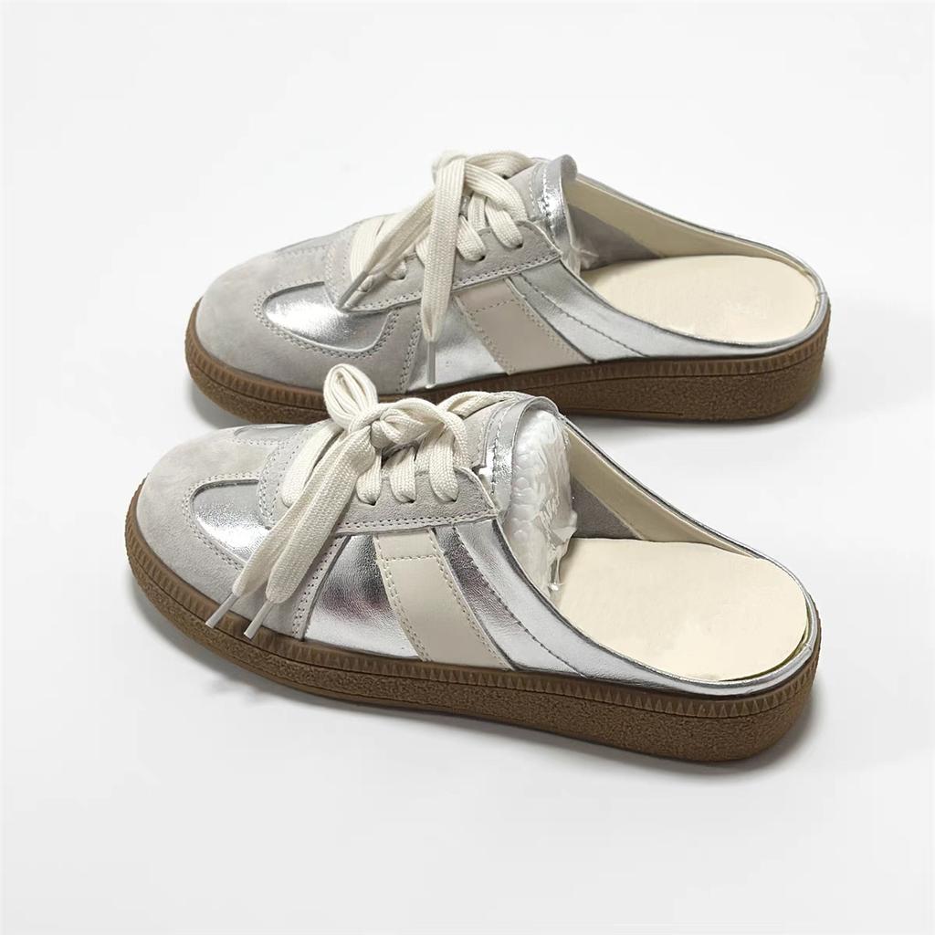 Женские тапочки весна лето мода женские полутапочки Баотоу одежда молодежные девушки новый стиль маффин шнуровка повседневные парусиновые шлепанцы