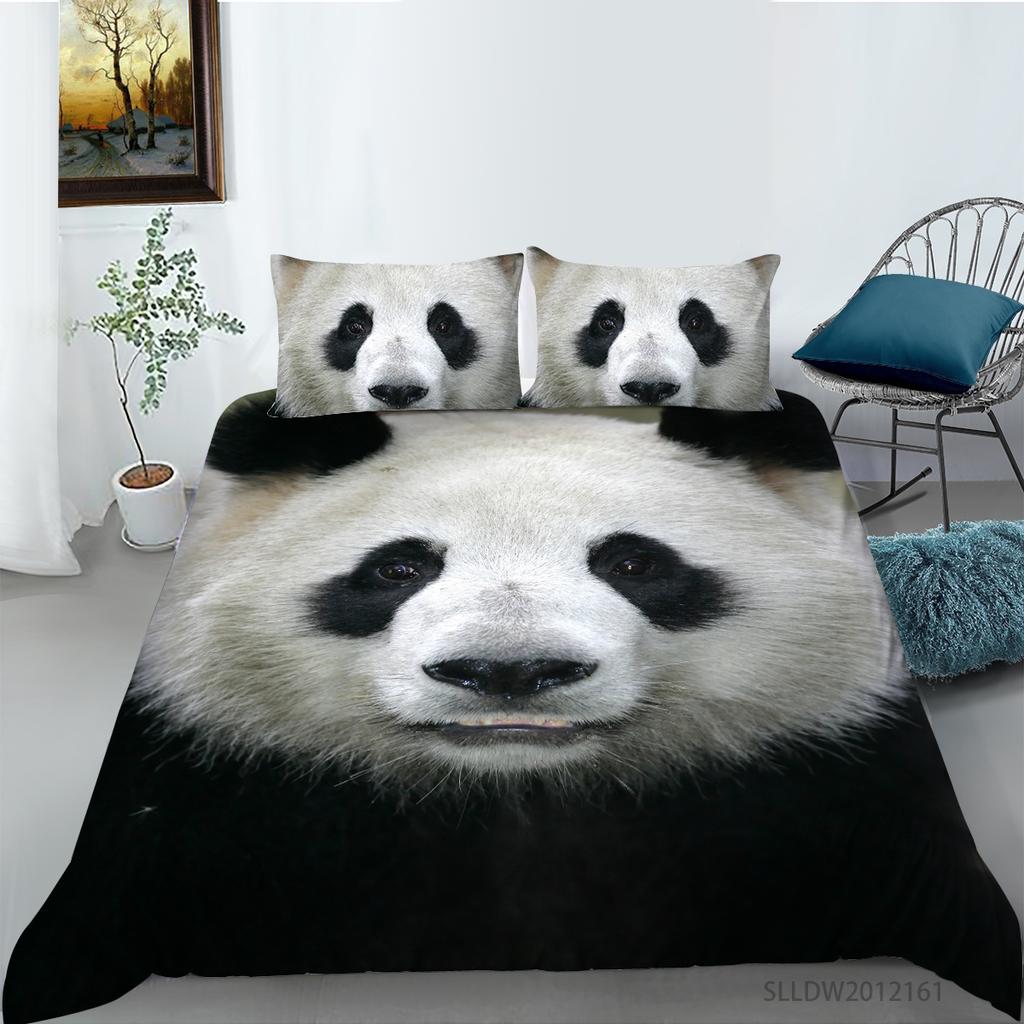 3D Panda Series Bedding Set Animal Theme Series Quilt Cover Pillow Case 2 or 3 Pieces of Microfiber Fabric AU Extra Large Home Decoration