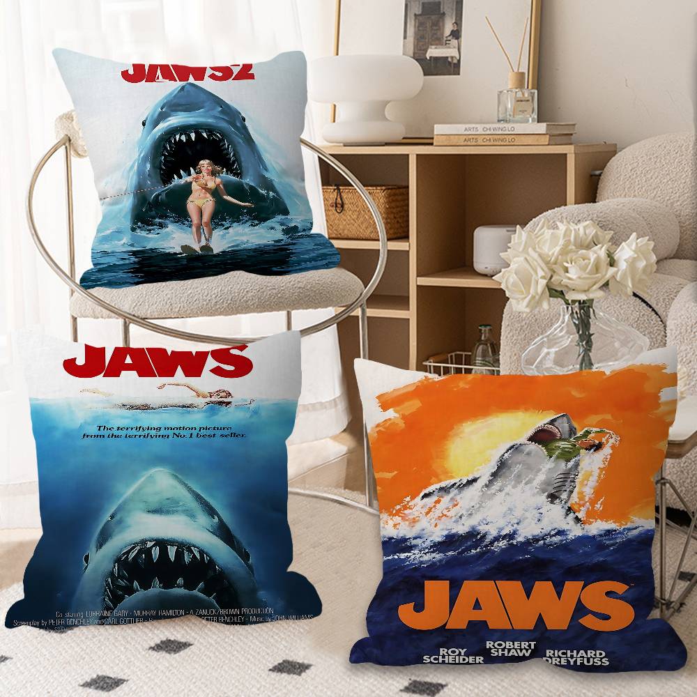 J-JAWS Movie Cushion Cover Inches Farmhouse Decor Home Throw Pillow Covers For Couch Decorations