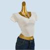 Pure Desire Sexy V Neck off-the-Shoulder Fancy Short-Sleeved T-shirt Women's Summer New Sexy Tight-Fitting Cinched Small Top