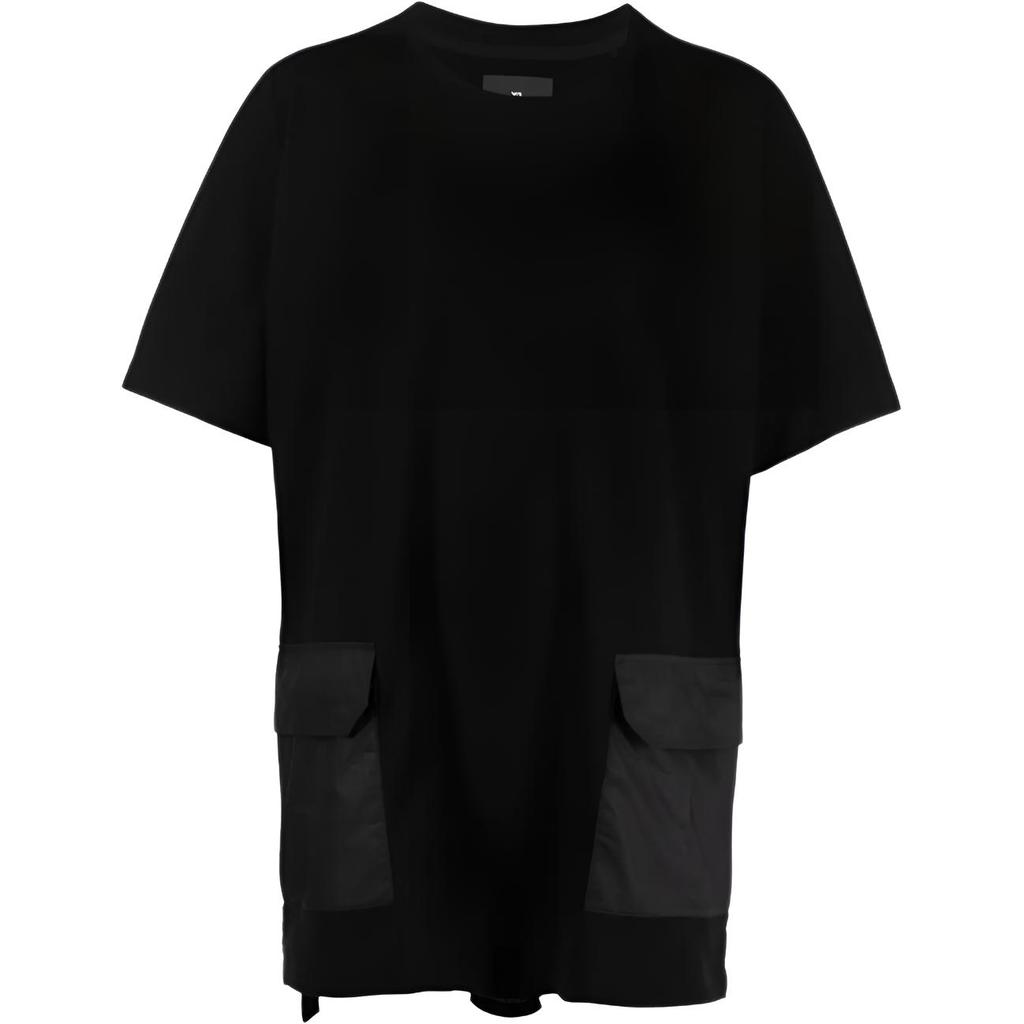 Y-3 Однотонная повседневная футболка с логотипом с коротким рукавом, мужские топы, черные H63071