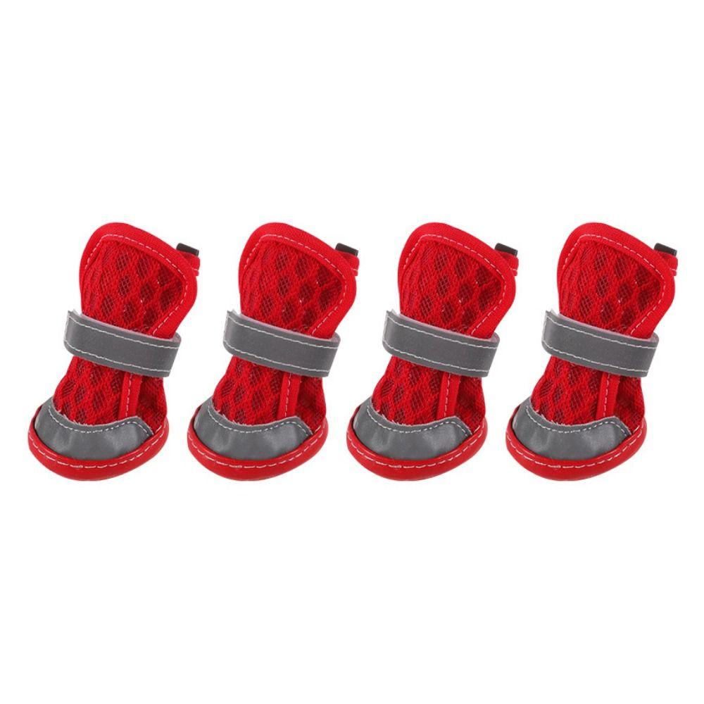 4pcs/set Non-slip Dog Mesh Shoes Breathable Dog Foot Covers Practical Puppy Socks Shoes  Summer