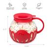 Microwave Popcorn Popper Borosilicate Glass Bowl with Silicone Lid 3-in-1 Mini Popcorn Maker Safe for Microwave
