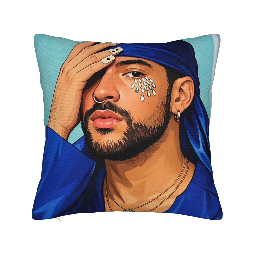 Singer Bad Bunny Pillowcase Doublesided Printing Polyester Cushion Cover Decorative  Throw Pillow Case Cover Home