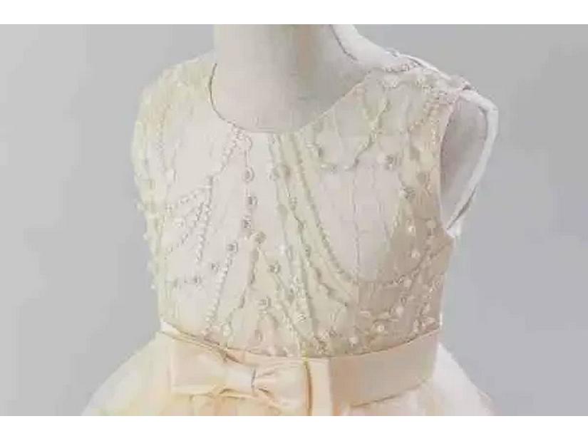 Платье для девочек из пушистой пряжи Cross-Border с бусинами и бантом