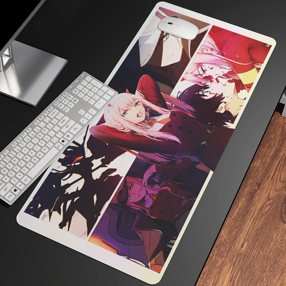 Сексуальный аниме «Дорогая в FranXX», офисные мыши, геймерские мягкие коврики для мыши с запирающимся краем, большой коврик для мыши, мультяшные офисные коврики для клавиатуры