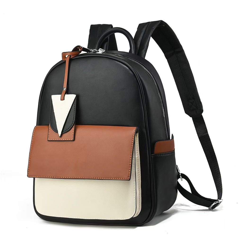 Fashionable Pu Dual Color Backpack Spacious Design Perfect For Students And Everyday Use