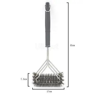 Grill Cleaning Brush BBQ tool Grill Brush 3 Stainless Steel Brushes In 1 Provides Effortless Cleanin pizza furnace stove brush
