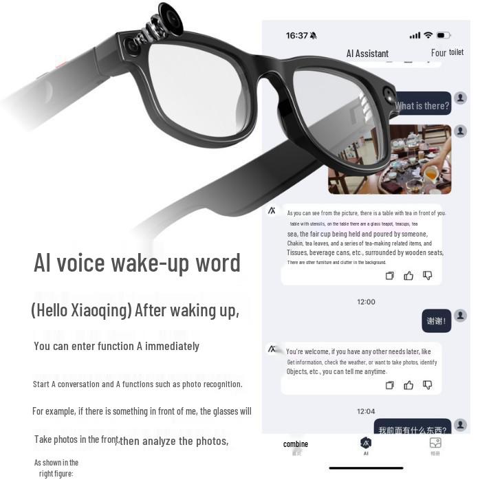AI Smart Glasses G1G2: Long Battery, Real-time Translation, Bluetooth Calls, Object Recognition & Music
