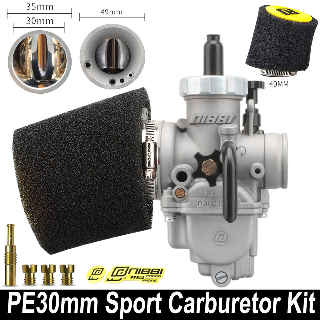 NIBBI Motorcycle Carburetor PE24mm 26mm 28mm 30mm Carb Jets Foam Air Filter Set For 100cc-250cc Yamaha ATV Pitbike Motocross