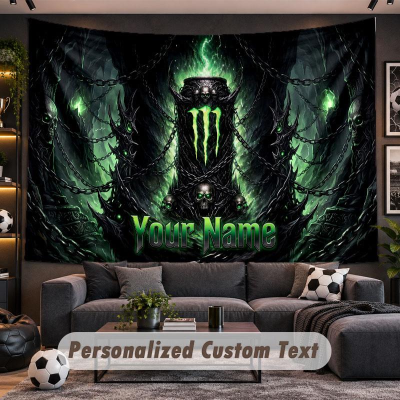 Wall Hanging Tapestry Custom NameMonster Energy Pattern Personalized Printed Fabric Wall Decor