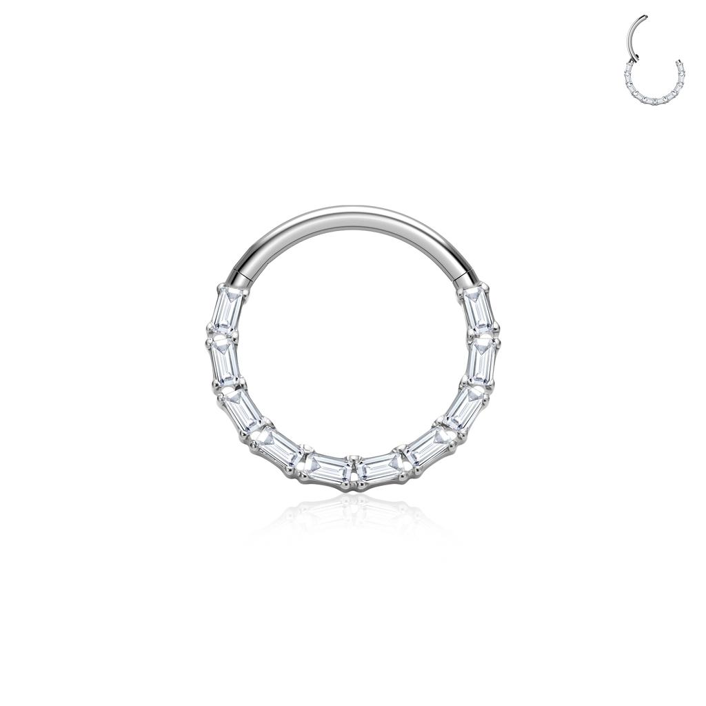 JCJEWELRY Титановые украшения для пирсинга тела Модные сегментные кольца для носа с шарниром Серьги с цирконами для женщин Пирсинг хряща козелка