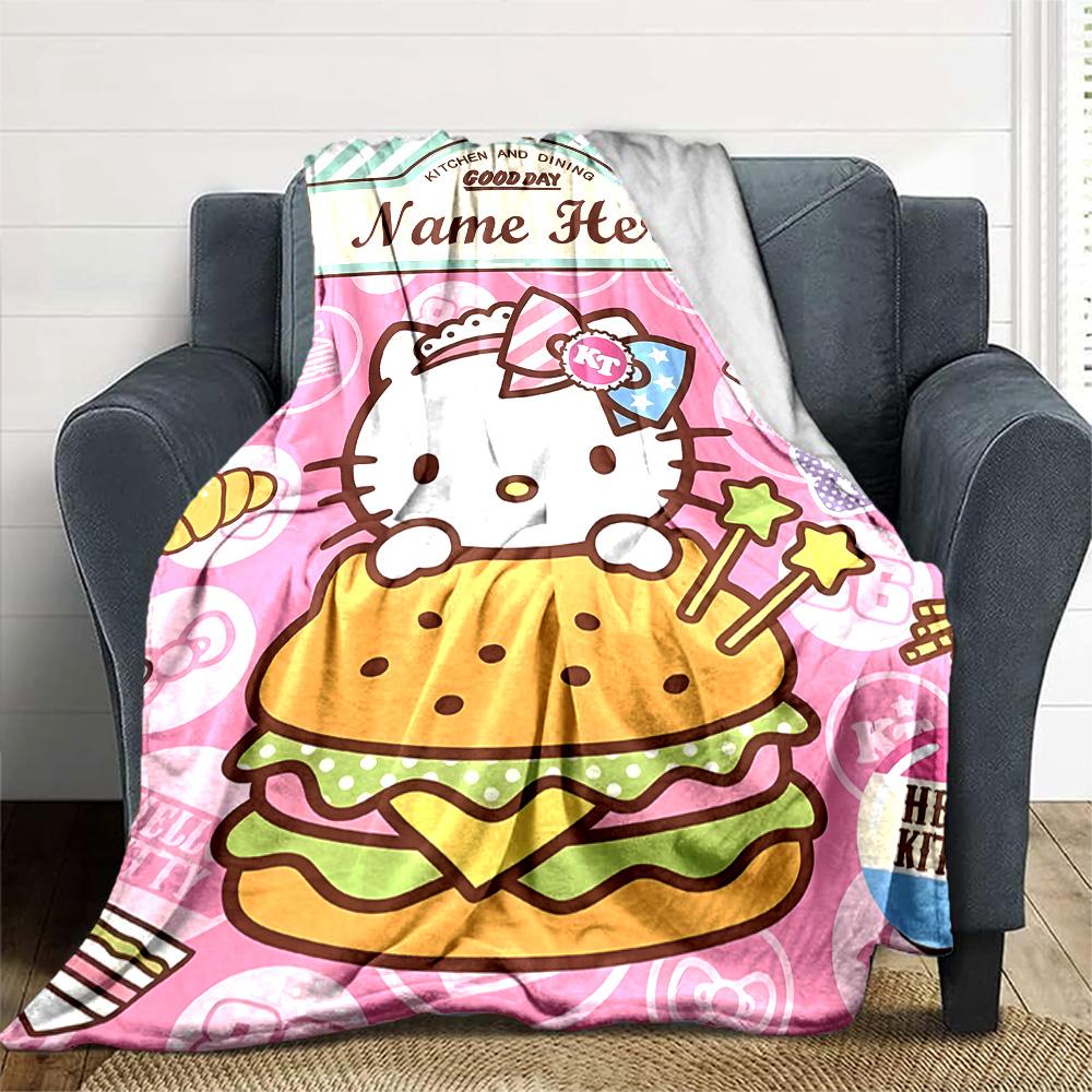 Customizable HelloKitty13 Throw Blanket – Personalized Name, All-Season Cozy Snug Blanket, Machine Washable, Personalized Blanket