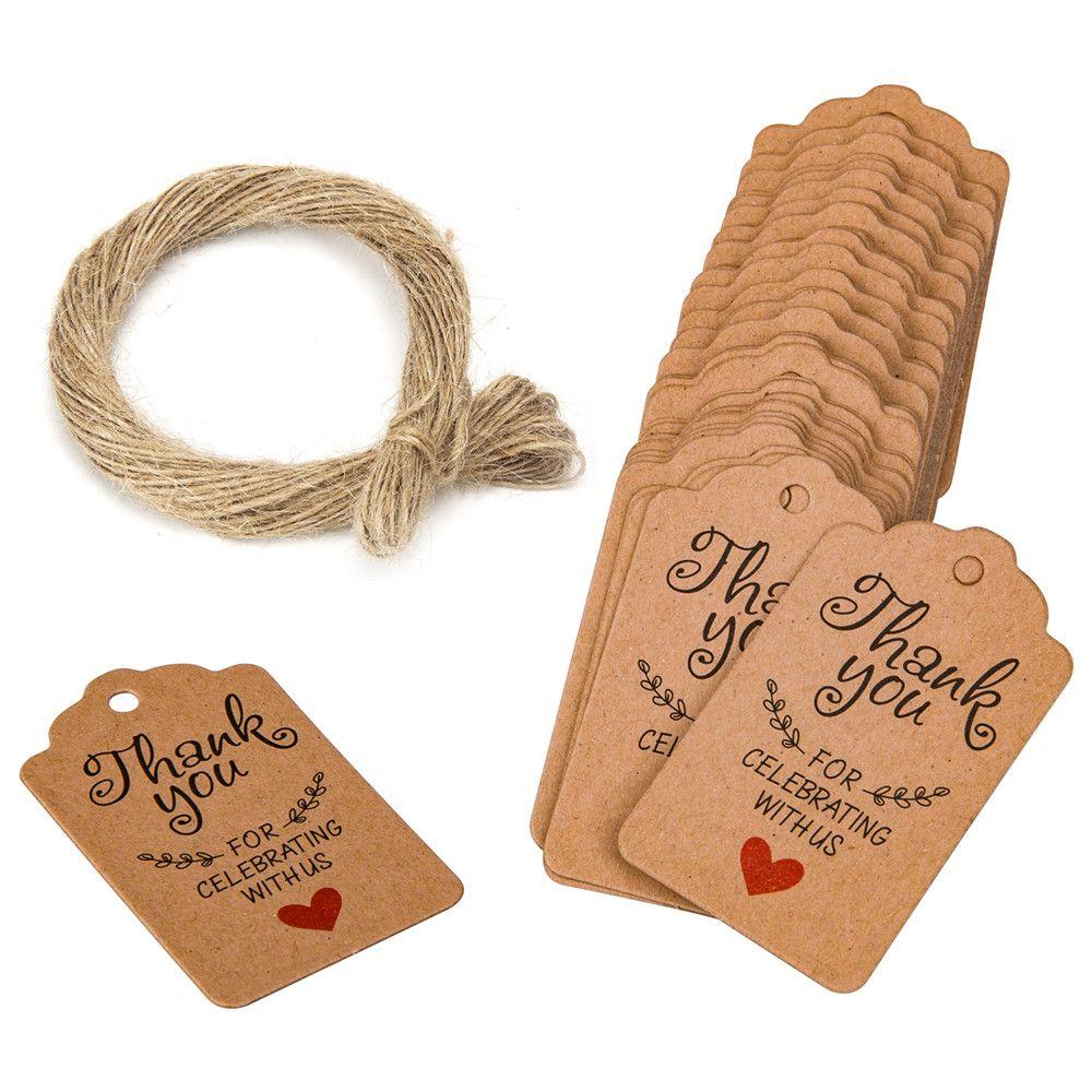 Brown Gardening Labels Handcraft Round Thank You Labels Hang Tag Merry Christmas Kraft Paper Tags