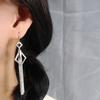 Длинная цепочка с бахромой, темпераментная, элегантная и уникальная серьга-продевка с маленьким листиком, полые геометрические серьги-ромбы, женские