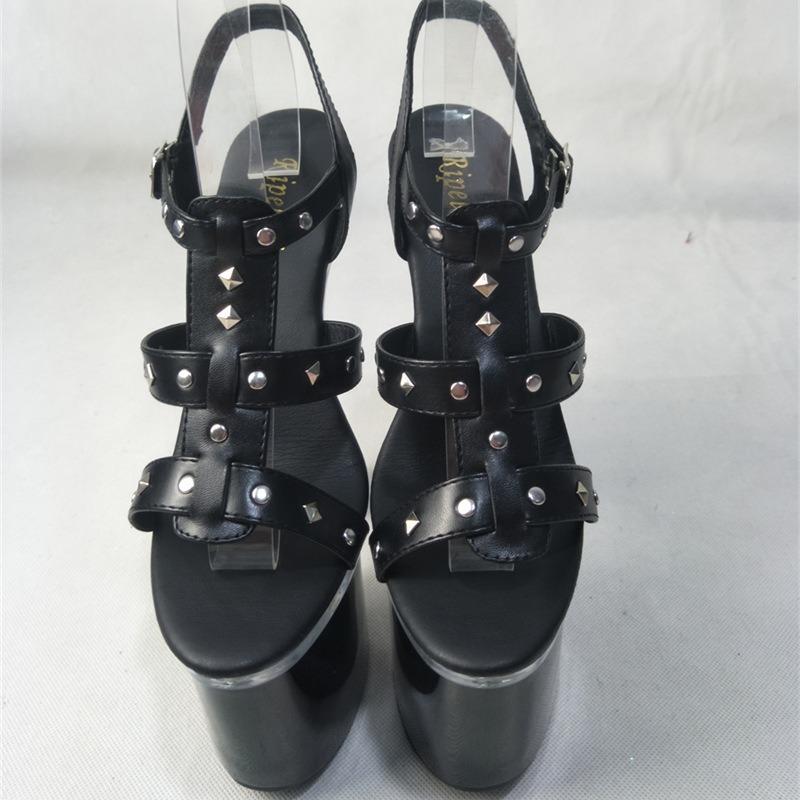 18 см черные туфли на высоком каблуке свадебные туфли модная обувь летние новые толстые каблуки полые сандалии с дырками на носке летняя верхняя одежда для женщин