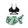 2024 Европейский и американский милый свежий трехкомпонентный купальник бикини для пляжа с принтом для девочек