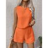 Ladies Solid Colour Sleeveless Vest Shorts Casual Fashion Two Piece Set