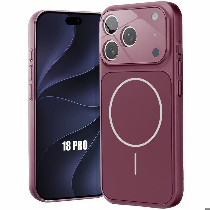 Coque pour iPhone 18 Pro, Rigide avec Protection Caméra et Anneau Magnétique - Bordeaux