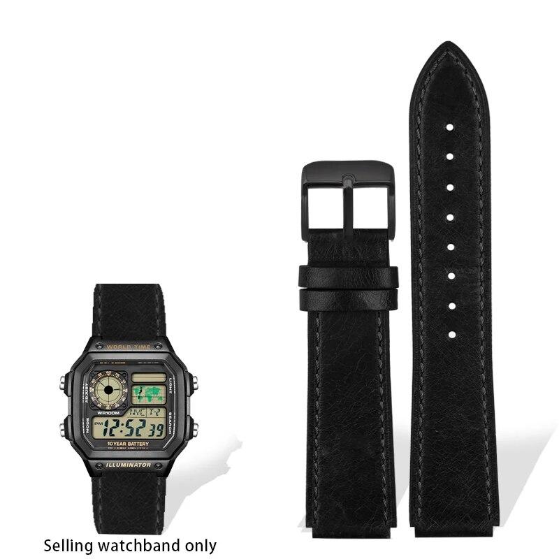 Ремешок из натуральной кожи в стиле ретро для Casio A158W A168/F91w/AE-1200WHD/A158/A159/A169/AE1200, винтажный ремешок-браслет для часов