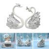 2x Romantic Crown Swan Cake Topper Baking Decorative Tabletop Decor Golden