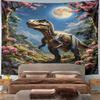 "Majestic Dinosaur Under Full Moon" Pattern Wall Hanging Tapestry Decorative Tapestry Home Decor for Bedroom and Living Room