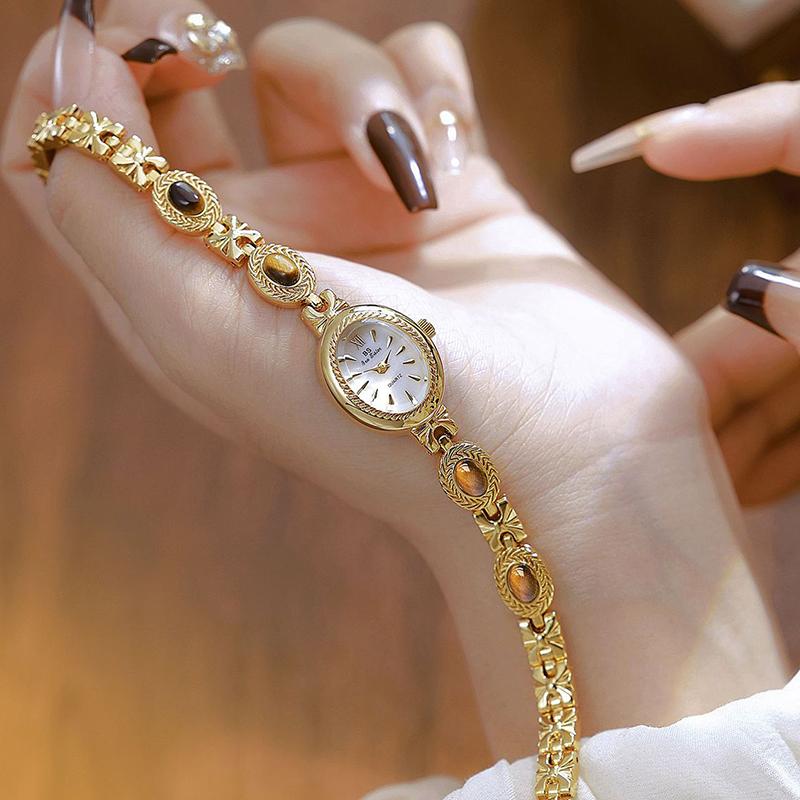 Oval Gold Women Bracelet Watches Luxury Brand Dress Quartz Small Dial Ladies Wrist Watches For Rhinestone Gold Female Clock