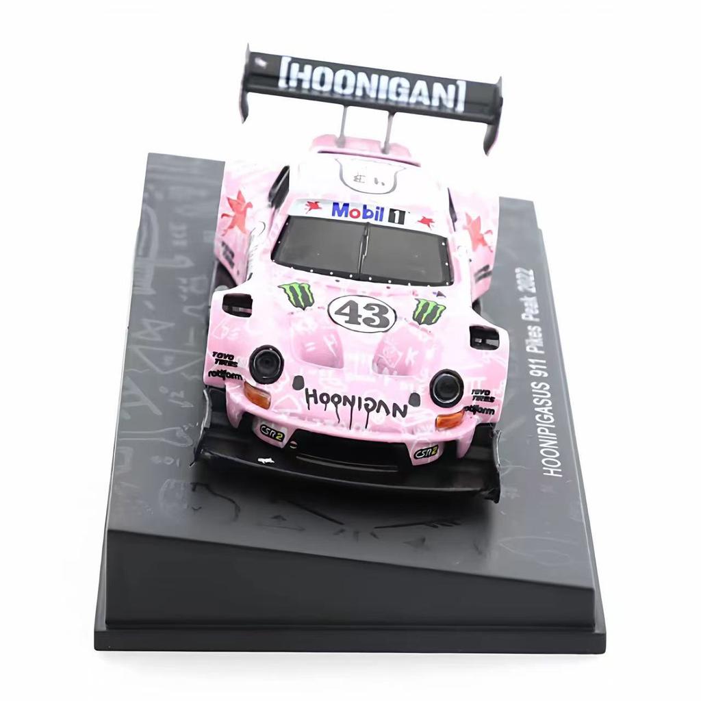 AABKQ1 Sparky 1:64 Porsche 911 Pink Flying Pig Livery 2022 Pikes Peak 43 Racing Car Alloy Car Model