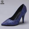 Женские модные туфли-лодочки с острым носком и блестками на высоком каблуке 10 см, формальные туфли-лодочки, размер 36-46