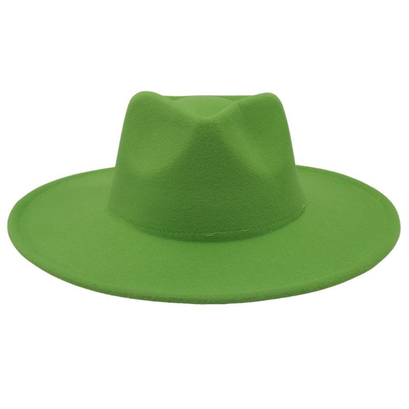 Женское пальто с цилиндром с широкими полями и шляпой, фетровая шляпа, однотонная кашемировая джазовая шляпа