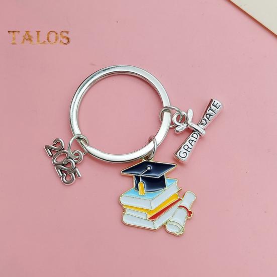 Брелок для ключей в виде выпускной шапки, прочный металлический, класс 2025 года, выпускной бакалавр, шляпа, брелок, держатель, сумка, рюкзак, подвесное украшение