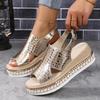 2025 Summer New Large Fish Mouth Buckle Slope Heel Sandals for Women's Fashion and Comfortable Thick Sole Bright Face Sandals