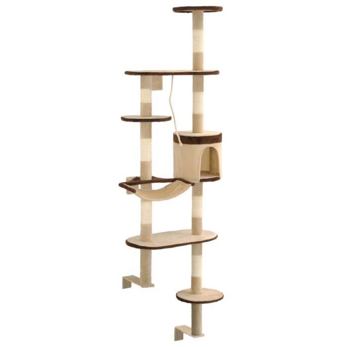 VidaXL Cat Tree In Sisal Wall-Mounted 194 Cm Beige and Brown