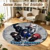 Round Rug Custom NameBlue Lock Pattern Non Slip Carpet Home Floor Decor