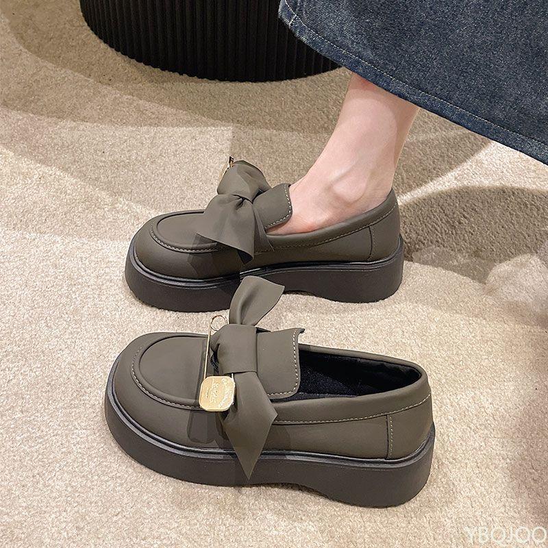 Мода 2025 Новая весна осень Британский стиль Женские маленькие кожаные туфли на толстой подошве "бисквит", туфли-лодочки Мэри Джейн для повседневной носки