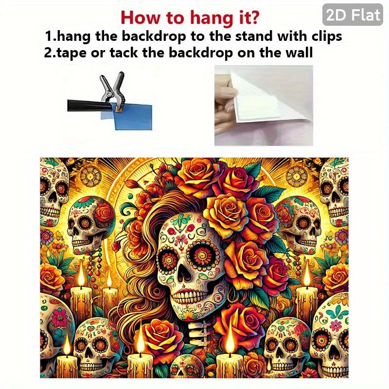 2D plane 1 large Day of the Dead banner - Mexican sugar skull and Calavera flower design