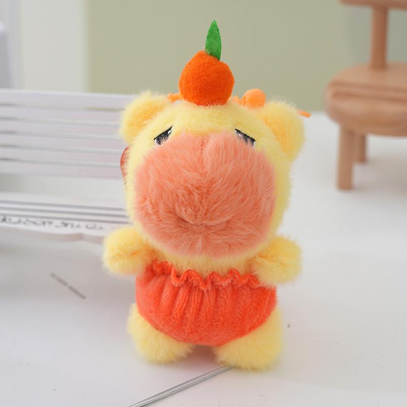 Plush Persimmon Capybara Keychain Animal Stuffed Doll Toy Decoration Kids Gift