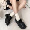 Туфли на платформе из мягкой матовой кожи Женская обувь с черными туфлями Универсальная повседневная обувь Женская обувь в стиле преппи