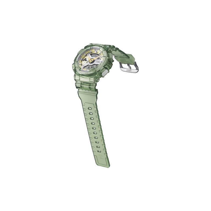 Casio Серия с двойным дисплеем LCD/Стрелочным Модные спортивные часы Двойной дисплей Водонепроницаемые Ледяной кристалл Зеленый Кварцевый механизм Ремешок из смолы GMA-S110GS-3APR