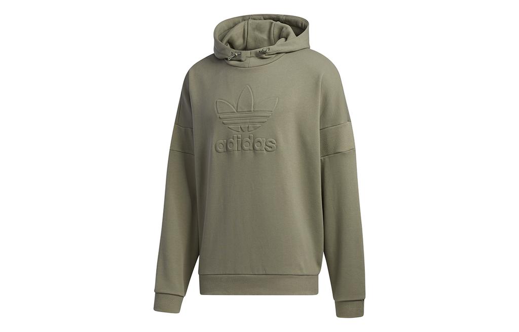 Men's Adidas Originals Embossed Crew Sweatshirts Men's Army Green Hooded Moderate Regular