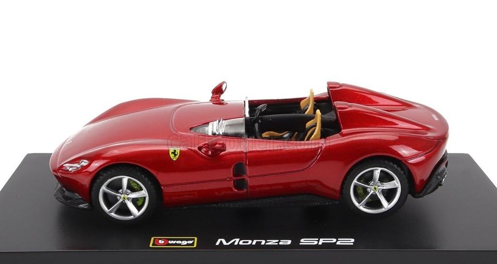 Bburago Ferrari Monza Diecast Car 1/43 Scale FERRARI MONZA SP2 2018 (Red Metallic) Signature Series [Parallel Import]