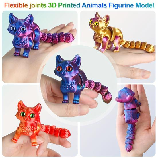 3D-печатное украшение в виде кота, подвижная фигурка кота с гибкими конечностями и хвостом, настольный питомец-кот, игрушка-антистресс для взрослых и детей, для дома и офиса