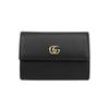 Gg Marmont Кожаный короткий кошелек-портмоне с клапаном и золотым логотипом, держатель для карт, женские кошельки, черный 523192-CAO0G-1000