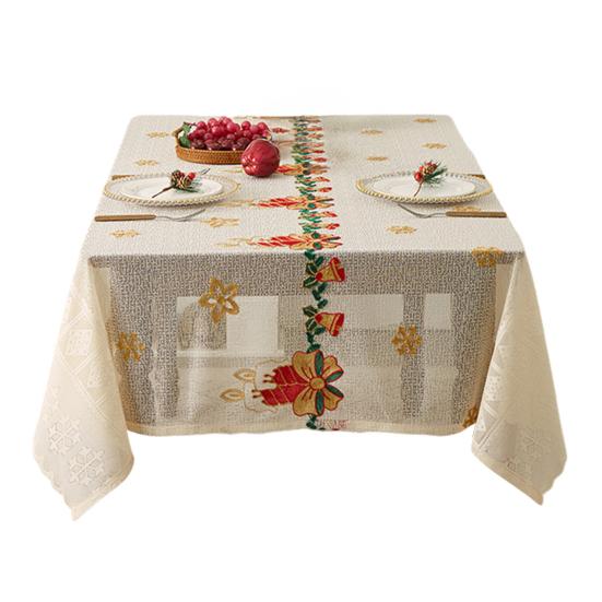 Кружевная скатерть с вышивкой Санта-Клауса и рождественского колокольчика, праздничная
