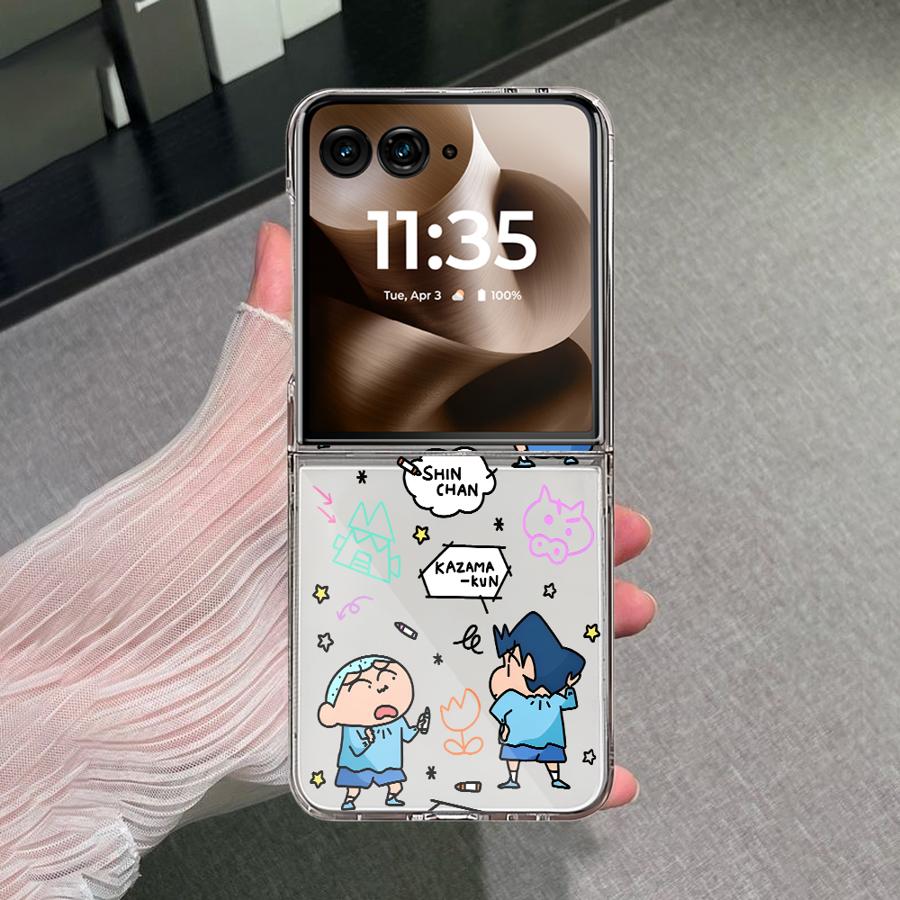 Case for Motorola Razr 50 50/60 60 Ultra 50Ultra Soft Clear Phone Cover Luxury Funda Crayon Shin Chan Cartoon