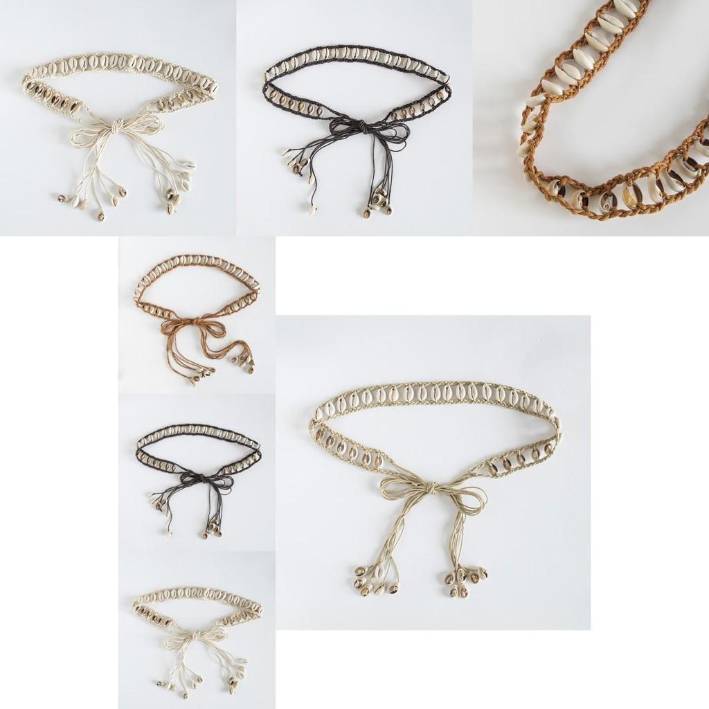 Handmade Leather Boho Waist Belt With Shell Decorations For Casual Wear