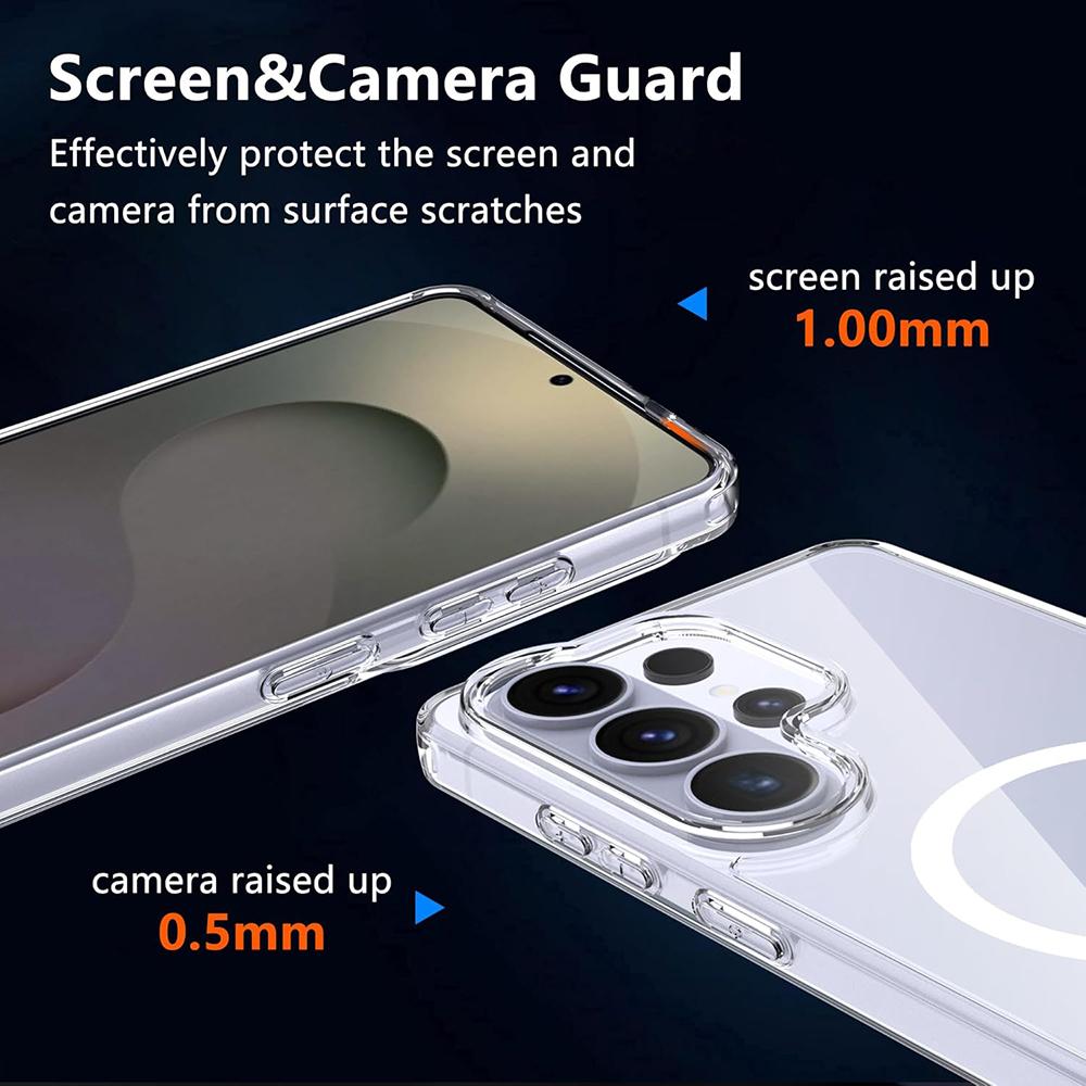 Magnetic For Wireless Charging Case For Samsung Galaxy S26 Ultra S2 S22 S23 S24 FE Plus Clear Hybrid PC Hard Cover Soft