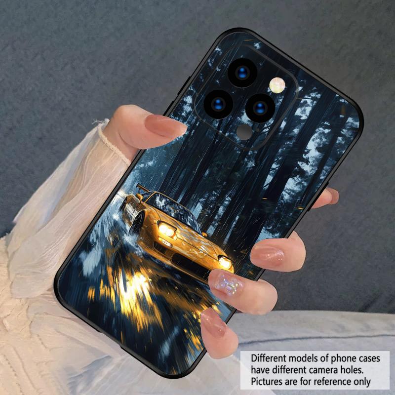 Машина в дождь Для iPhone 16 E 15 P ro 14 13 Plus 12 mini 11 Pro Max XR Xs M ax X 7 8 6 6S 2022 16E силиконовый мягкий чехол для телефона