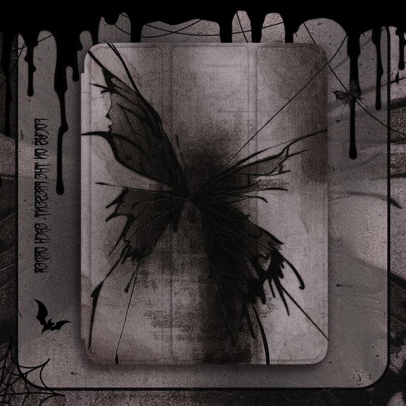 New High Quality Dark Butterfly Pattern Tri-fold Style TPU Tablet Case for iPad Air5 Air4 10.9 Mini6 8.3 Mini4/5 7.9 with Pencil Holder