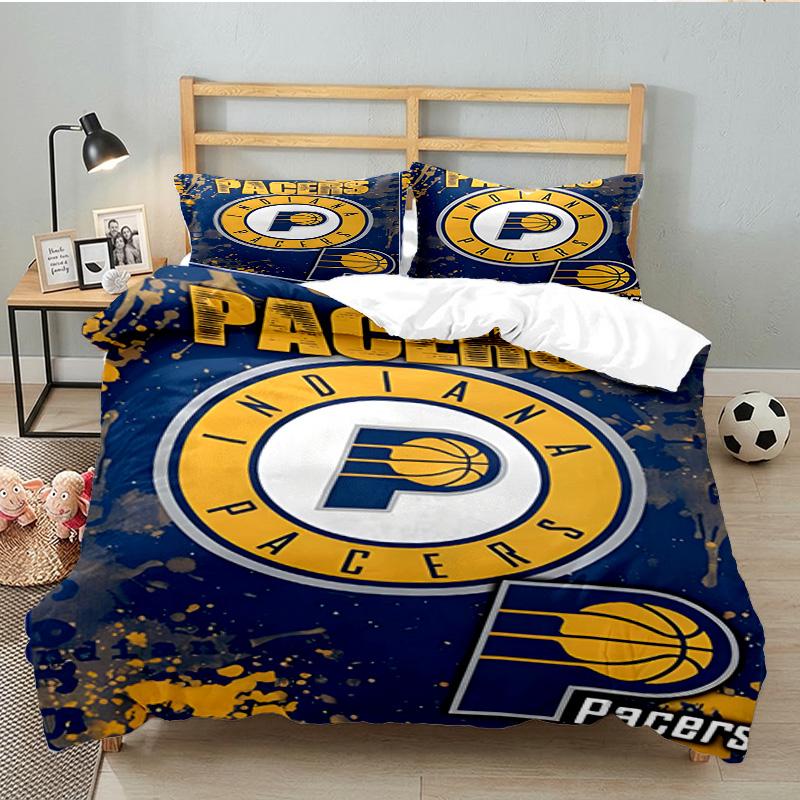 Pacers Basketball Team Bedding Set 3pcs, High Quality Bedding Set Including 1pc Duvet Cover And 2pcs Pillowcases for Bedroom, Dormitory Gift